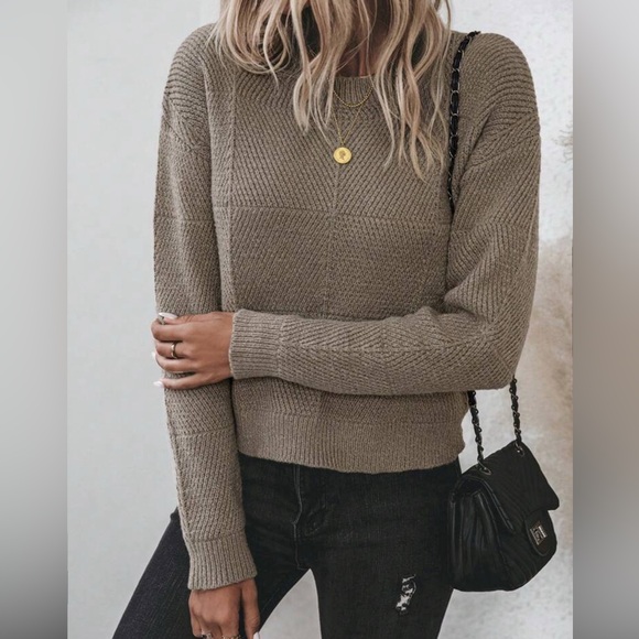 Mocha brown sweater round neck long sleeve small - Picture 1 of 4